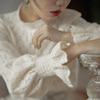 花朵蕾丝打底衬衫女冬设计感法式复古立领喇叭袖百搭气质上衣