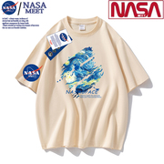 NASA潮牌重磅纯棉短袖t恤男女同款圆领运动半袖时尚打底衫宽松T恤