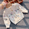 23韩版婴儿春装婴幼儿针织毛衣开衫女童洋气公主刺绣绣花洋气外套