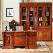 美式实木电脑桌奢华古典书桌欧式别墅书房家具办公桌写字台大班台