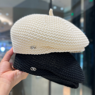日本设计师定型压褶贝雷帽子女百搭显脸小春夏季牛奶丝透气画家帽