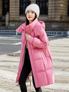 冬天超好看粉色，羽绒服女中长款2023加厚玫，红色冬季外套