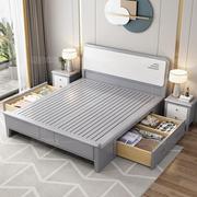 实木床美式轻奢现代简约白色1.8米双人床公主床，1.5小户型储物婚床