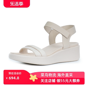 ECCO爱步 FLowt Wedge LX凉鞋女磨砂皮坡跟一字带凉鞋柔畅 273303