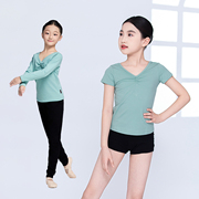 儿童舞蹈服夏短袖上衣专业芭蕾舞中国舞练功服，日常百搭分体套装棉