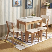 实木餐桌北欧钢化玻璃伸缩可折叠餐桌，厨房小户型多功能简易饭桌子