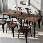 美式实木桌子现代简约餐厅咖啡厅酒吧餐桌美式工业风铁艺桌椅组合