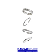 kansai情侣麻花开口设计四件套装戒指冷淡风酷潮，指环可调节手饰品