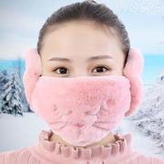 护耳口罩女冬季纯棉保暖防寒耳套卡通冬天防风毛绒耳罩面罩二合一