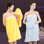 浴巾浴裙女夏天可穿可裹家用干发帽成人抹裹胸，吸水可爱韩版二件套