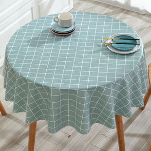 圆桌餐布桌布防水防油免洗桌垫格子台布正方形圆形家用野餐茶几布