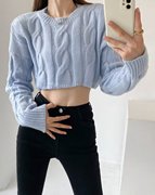 Retro sexy short waist-showing sweater 复古性感短款露腰毛衣