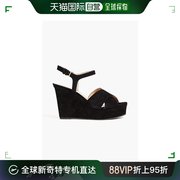 香港直邮潮奢sergiorossi塞乔罗西，女士绒面革防水台坡跟凉鞋