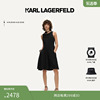 KARL LAGERFELD卡尔拉格斐2024夏款钻饰圆领黑色伞摆连衣裙老佛爷