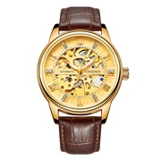 时尚男士皮带手表表全镂空瑞士全自动金色镶钻机械表watch夜光