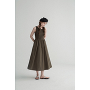 Veega Chic春夏设计师款两色古典风琴褶装饰抽绳背心裙两件套可选