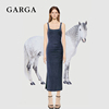 GARGA开叉方领背心吊带牛仔连衣裙女2023夏季高级感包臀长裙