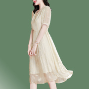 大码中年女装夏装真丝连衣裙，气质名媛高端显瘦杭州丝绸桑蚕丝裙子