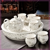 陶瓷功夫茶具套装带茶盘双层隔热大茶杯茶壶整套简约家用泡茶器