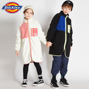 Dickies童装儿童卫衣男童女童冬中长款摇粒绒加厚保暖外套