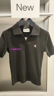 CK Jeans2024春夏款女简约刺绣翻领短袖T恤J221839