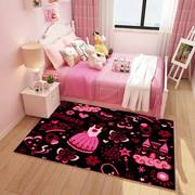 女童房儿童房地毯卧室床边毯可爱公主粉色房间满铺玩耍防摔地垫子