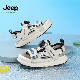 jeep儿童凉鞋夏款宝宝纽扣，童鞋2024软底防滑运动沙滩鞋男童鞋