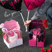 网红情人节蛋糕盒4寸6寸情侣生日告白礼盒装饰玫瑰花手提包装盒子