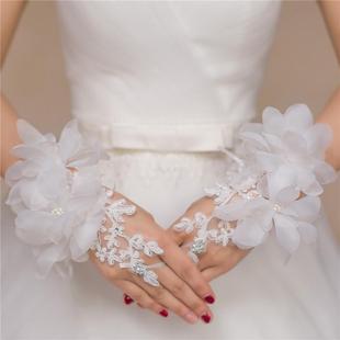 婚纱手套新娘结婚车骨花朵，饰品短款手袖，婚礼拍照复古礼服旗袍手套
