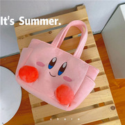 日系ins卡通立体毛绒手提包便当，包jk服包包可爱粉红色购物收纳包