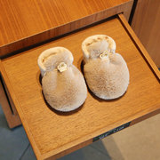 日本stelu新生婴儿保暖鞋子冬季加绒加厚步前棉鞋，宝宝软底学步鞋