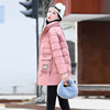 粉色连帽羽绒棉服女中长款冬季2022年韩版宽松加厚棉衣棉袄潮