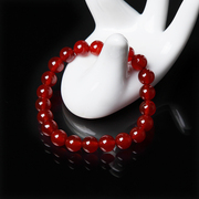 天然红玛瑙手链女生情侣时尚手饰，黑红色水晶单圈佛珠，转运手串礼物