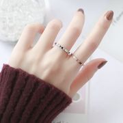日韩潮人学生个性冷淡风简约带钻网红钛钢食指关节戒指女情侣指环