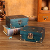 实木带锁复古收纳盒桌面杂物，化妆品放置盒，创意首饰盒密码盒木箱