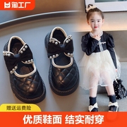 女童皮鞋2024春秋儿童表演鞋黑色舞蹈鞋公主鞋中大童女童鞋子
