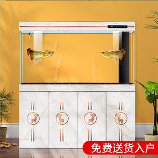 欧庭鱼缸水族箱家用客户生态超白底过滤屏风落地家用玻璃屏风1.2