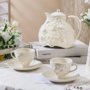 欧式浮雕咖啡杯碟高颜值法式茶具套装家用下午茶复古茶壶宫廷