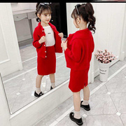 毛衣套装女童秋冬装，2021洋气网红儿童，休闲针织两件套女孩套裙
