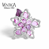 Ventiga梵蒂加 18K白金花瓣天然粉红蓝宝石戒指镶钻 彩色宝石指环