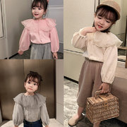 女童外套网纱荷叶领娃娃上衣，开衫24春装，外贸童装儿童3-8岁