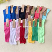 韩国进口糖果色袜子女夏薄款纯色，绿色堆堆袜彩色，丝袜日系长筒袜潮