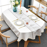 长椭圆形桌布布艺新中式餐布绣花桌旗台布可折叠伸缩桌椭圆餐桌布
