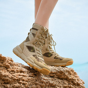 春夏季轻便防水透气高筒户外休闲徒步鞋沙漠靴男女款迷彩登山鞋
