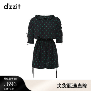 dzzit地素衬衫式连体，短裤23春秋时尚，休闲风设计感女