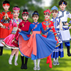 儿童蒙古服族演出表演服装，白马筷子舞蹈服少数民族服装，女童蒙族袍