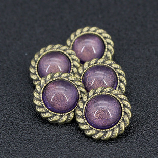 复古纽扣圆形古铜金属紫色，珍珠扣子百搭高档毛呢衣服外套装饰扣