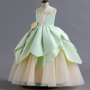 青蛙王子公主裙，万圣节tiana蒂安娜公主连衣裙，礼服女童公主裙