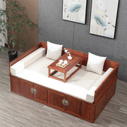 罗汉床三件套中式实木沙发，床仿古客厅家具小户型贵妃，榻箱体床榆木