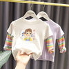1-3岁女宝宝2022打底衫，女婴儿童秋装女童，洋气假两件条纹t恤